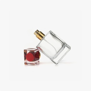 Bouteille de parfum rechargeable en verre carré de 50 ml