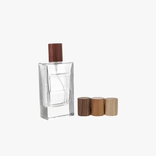 60ml-bouteille de parfum en verre épais avec bouchon en bois